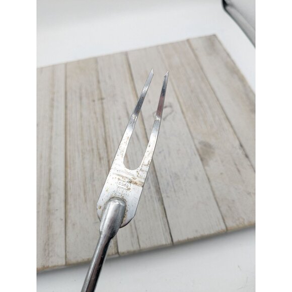 Ekco Stainless Steel USA BBQ Meat Fork Turner Wooden Handle 16 1/4" - Picture 2 of 6